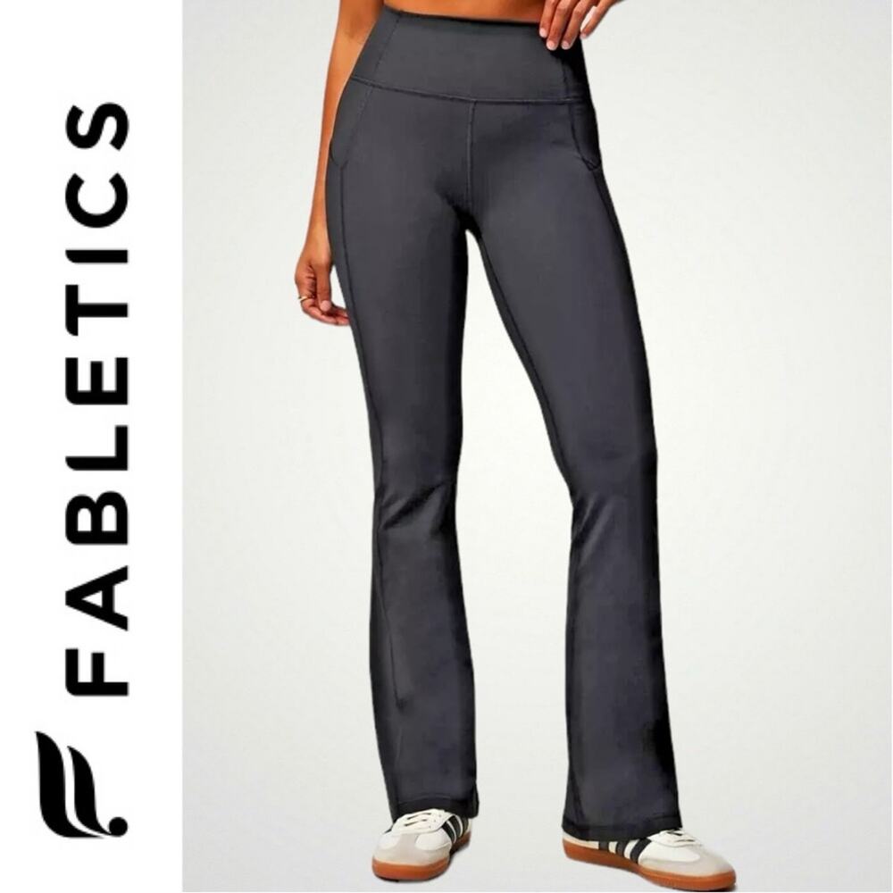 Fabletics NEW Oasis PureLuxe High Waisted Pocket Kick Flare Black Leggings Large